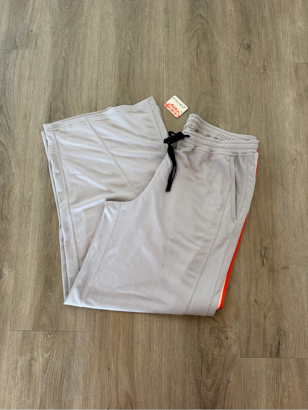 Free People Light Gray Track Joggers with Orange Side Stripe